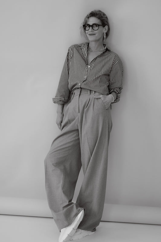 Franka blouse in dark red / white stripes