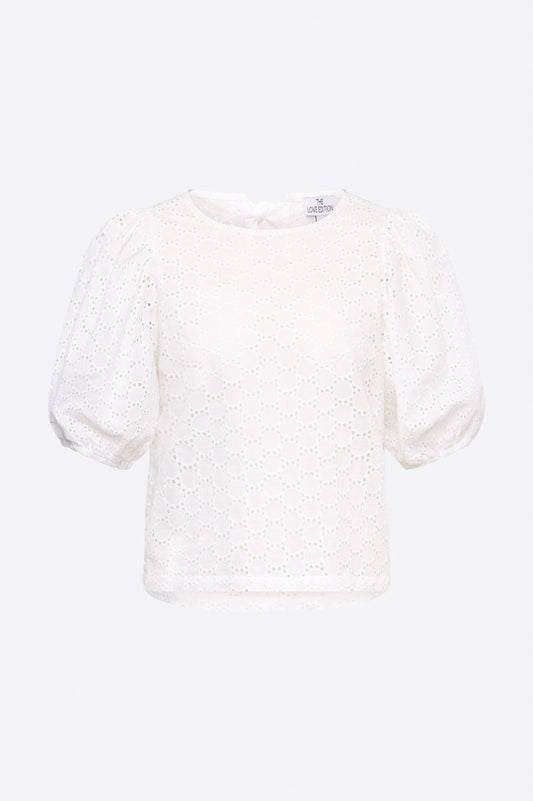 Clea Bluse in weisser Broiderie Anglaise