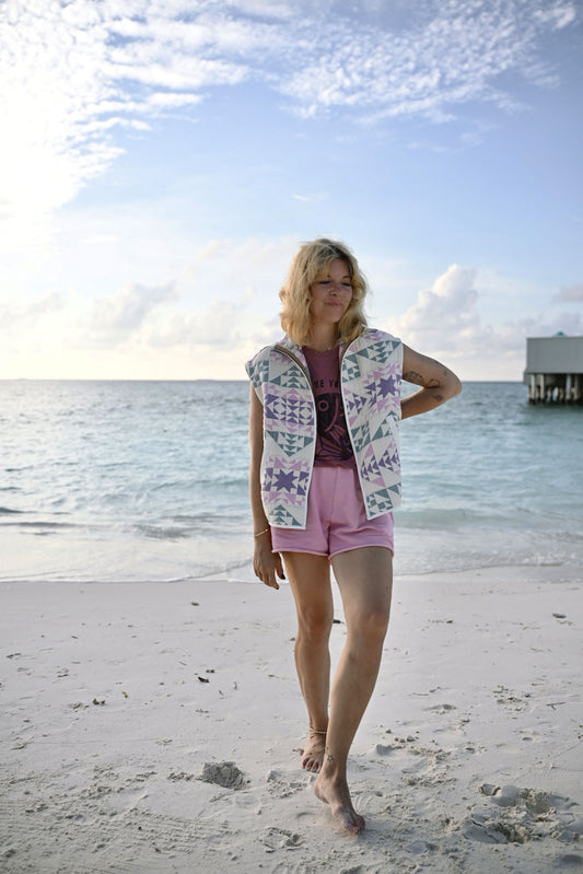 Linda vest in patchwork fabric