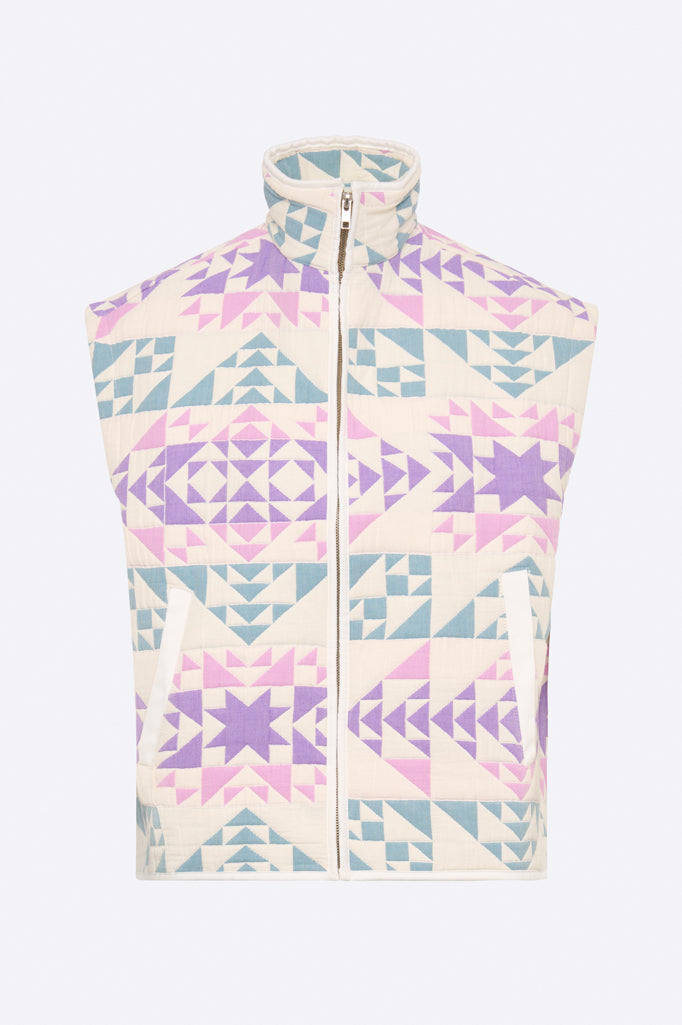 Linda vest in patchwork fabric