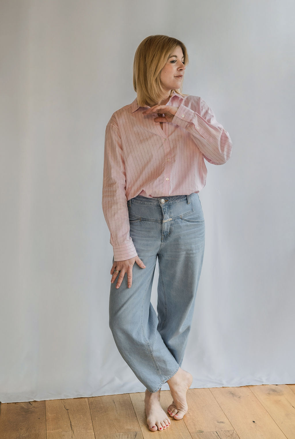 Franka blouse in rosa / braun gestreift
