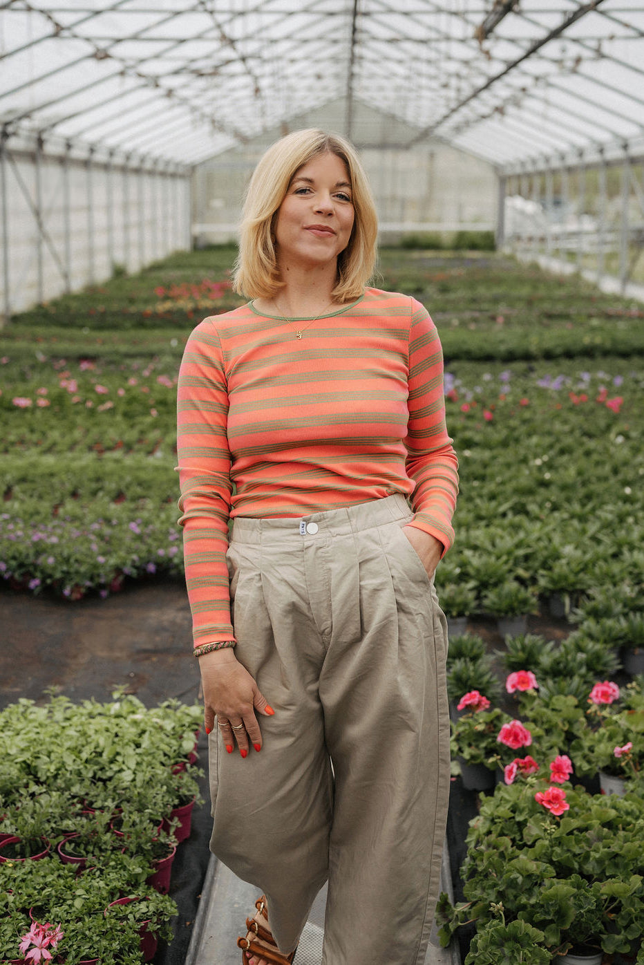 Tammo longsleeve in pink and green stripes