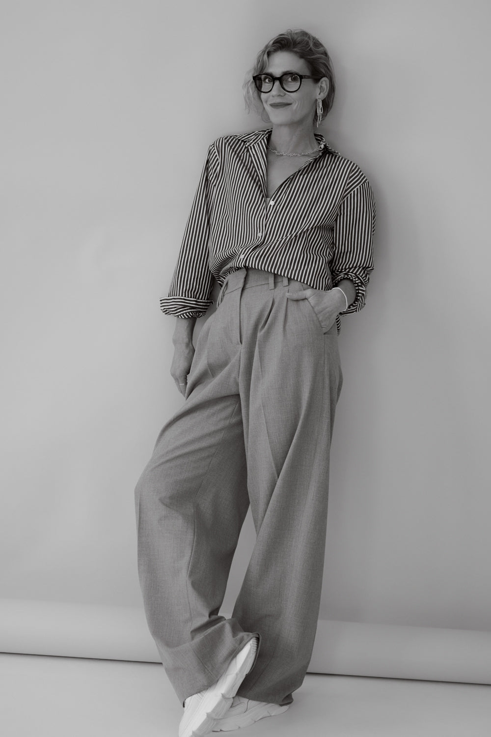 Franka blouse in dark red / white stripes