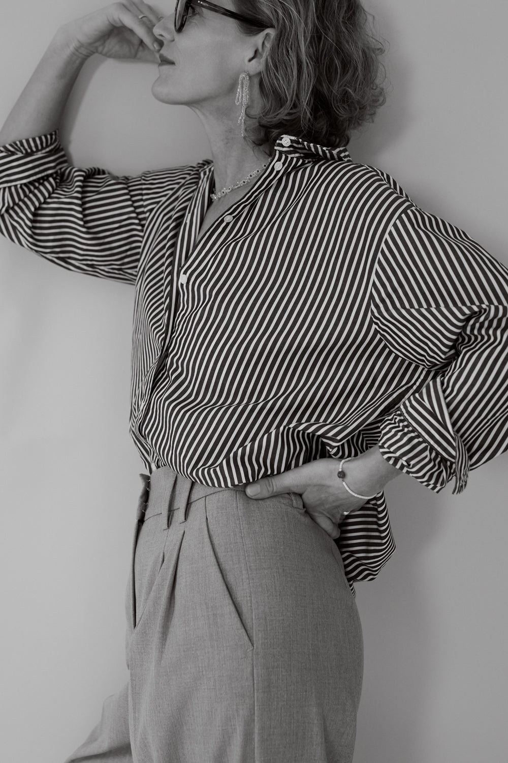 Franka blouse in dark red / white stripes