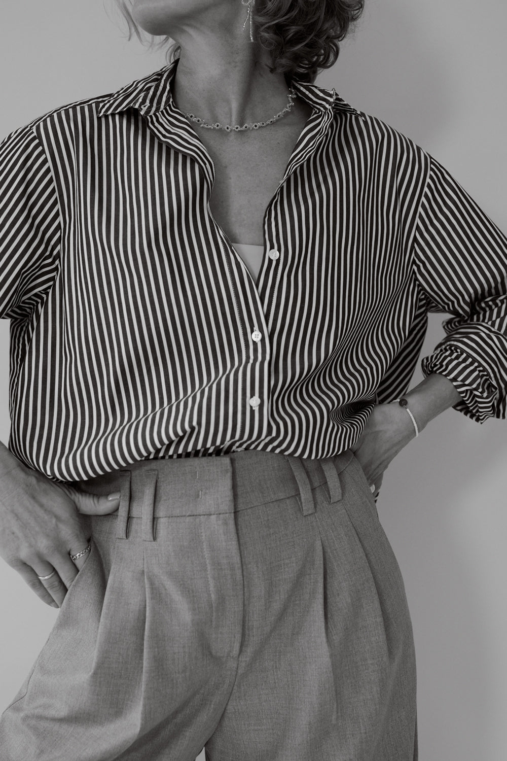 Franka blouse in dark red / white stripes