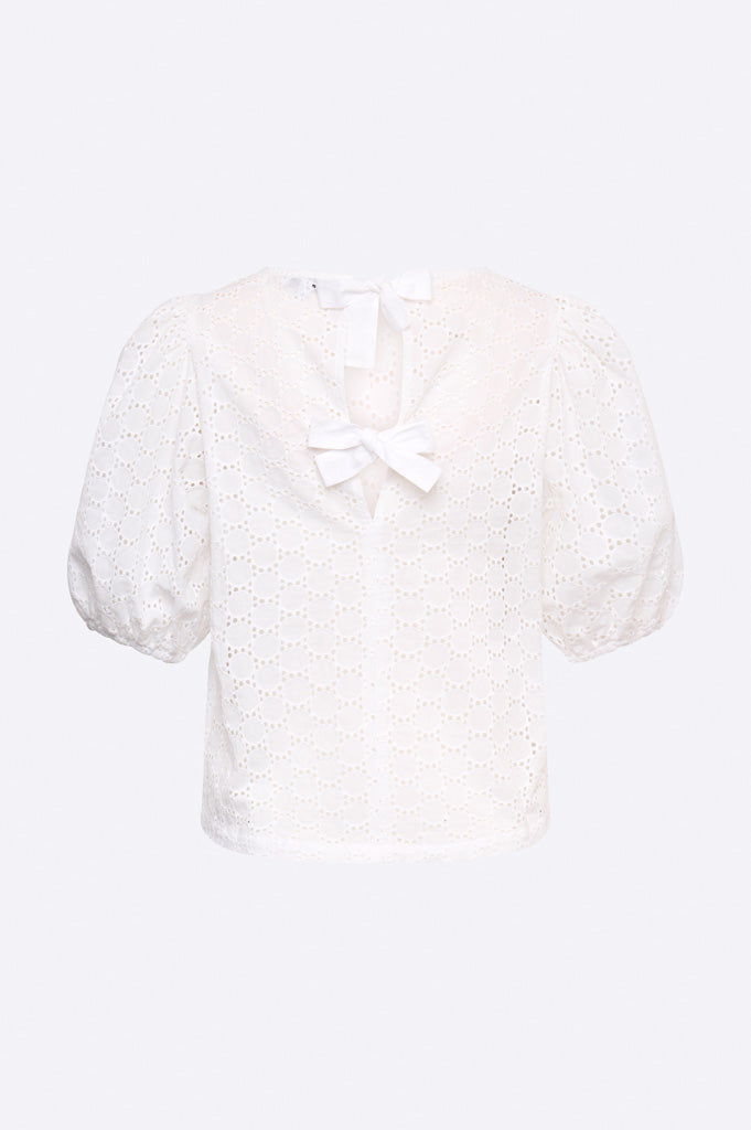 Clea Bluse in weisser Broiderie Anglaise