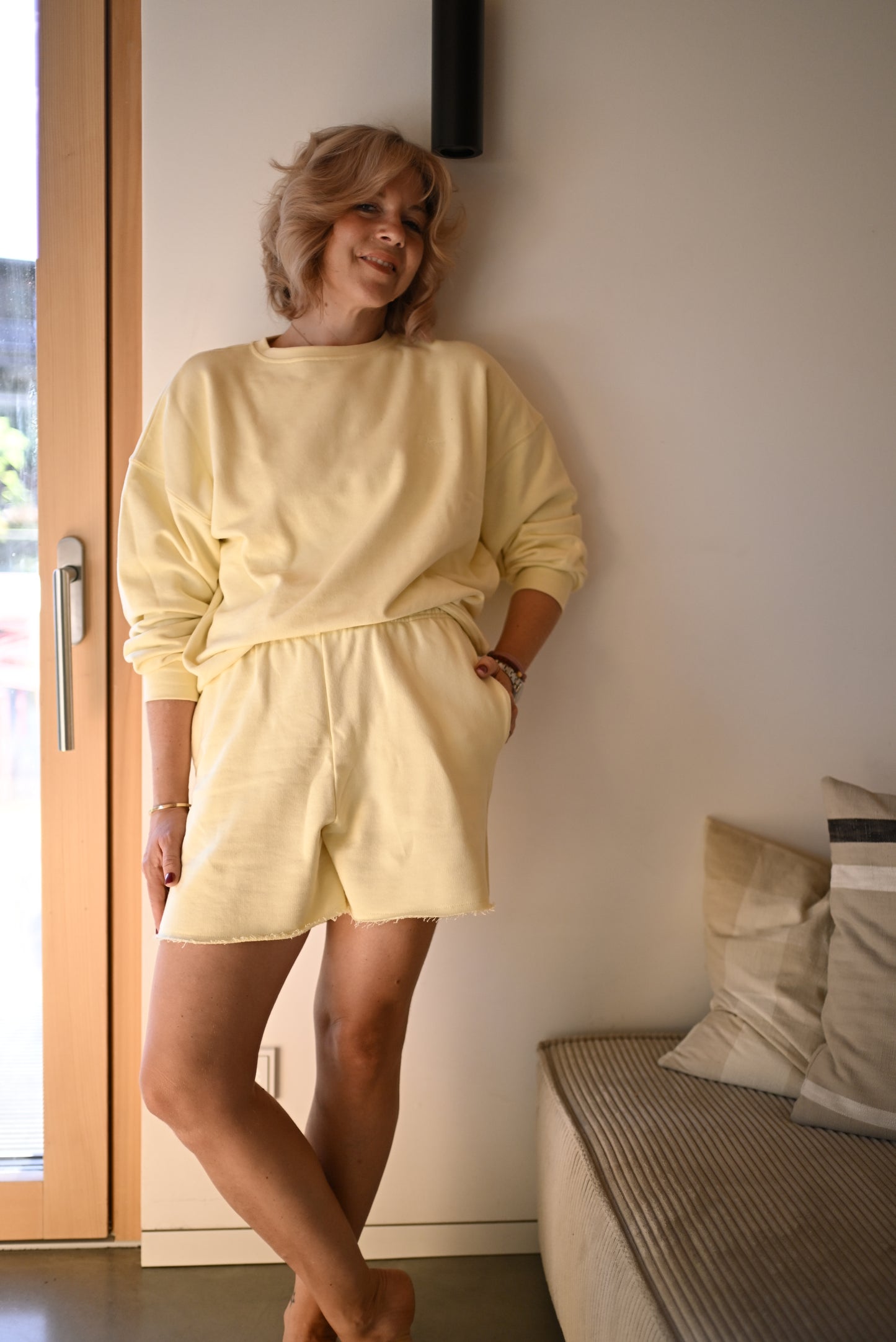 Sally shorts in pale yellow