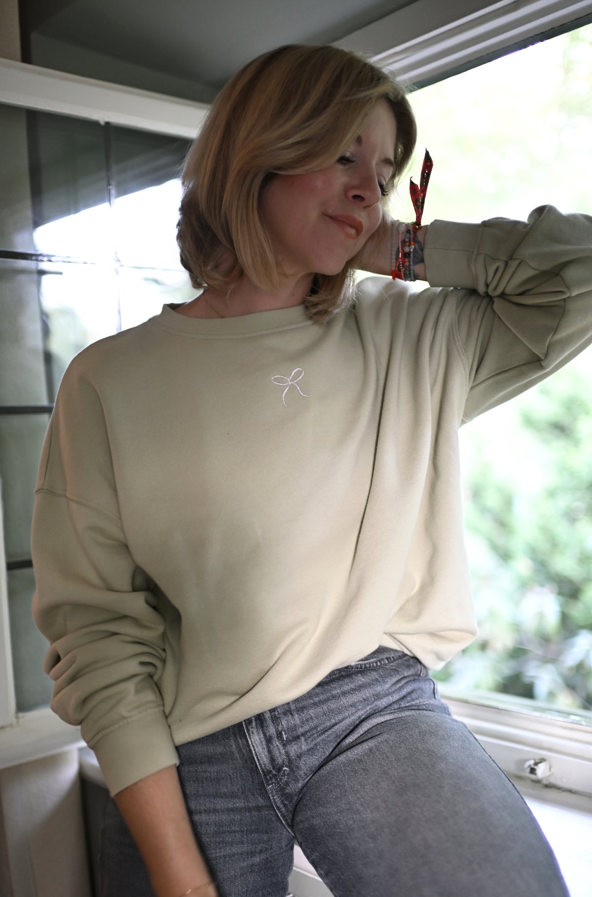 Emma sweater in dusty sage