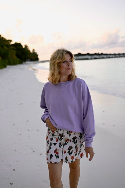 Emma sweater in lilac with little bow embroidery
