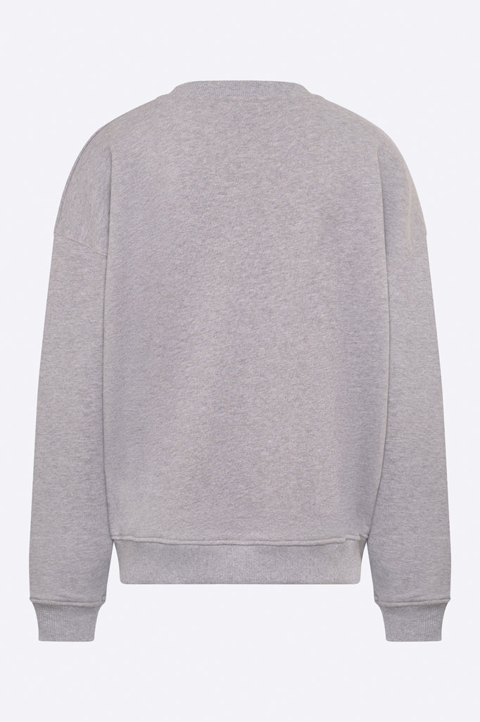 Emma sweater in grey melange with little bow embroidery