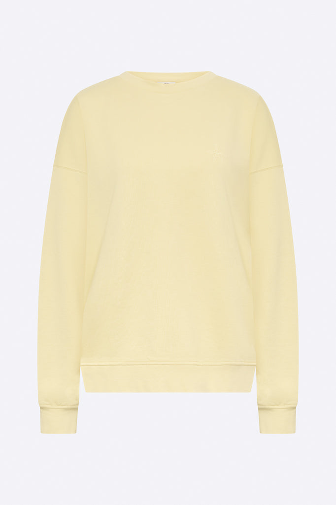 Emma sweater in pale yellow with starfish embroidery