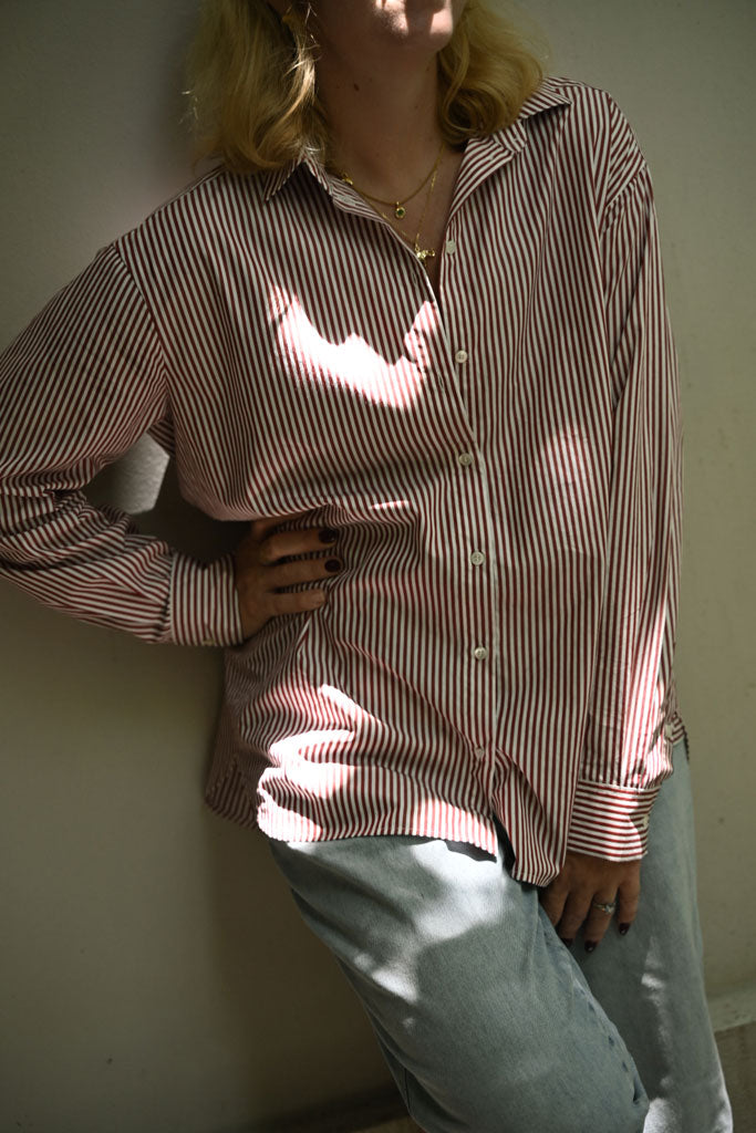 Franka blouse in dark red / white stripes