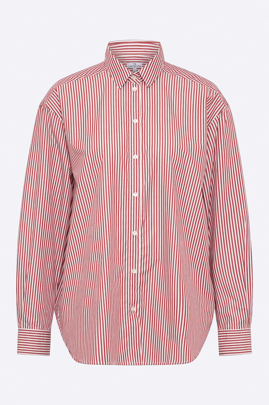 Franka blouse in dark red / white stripes