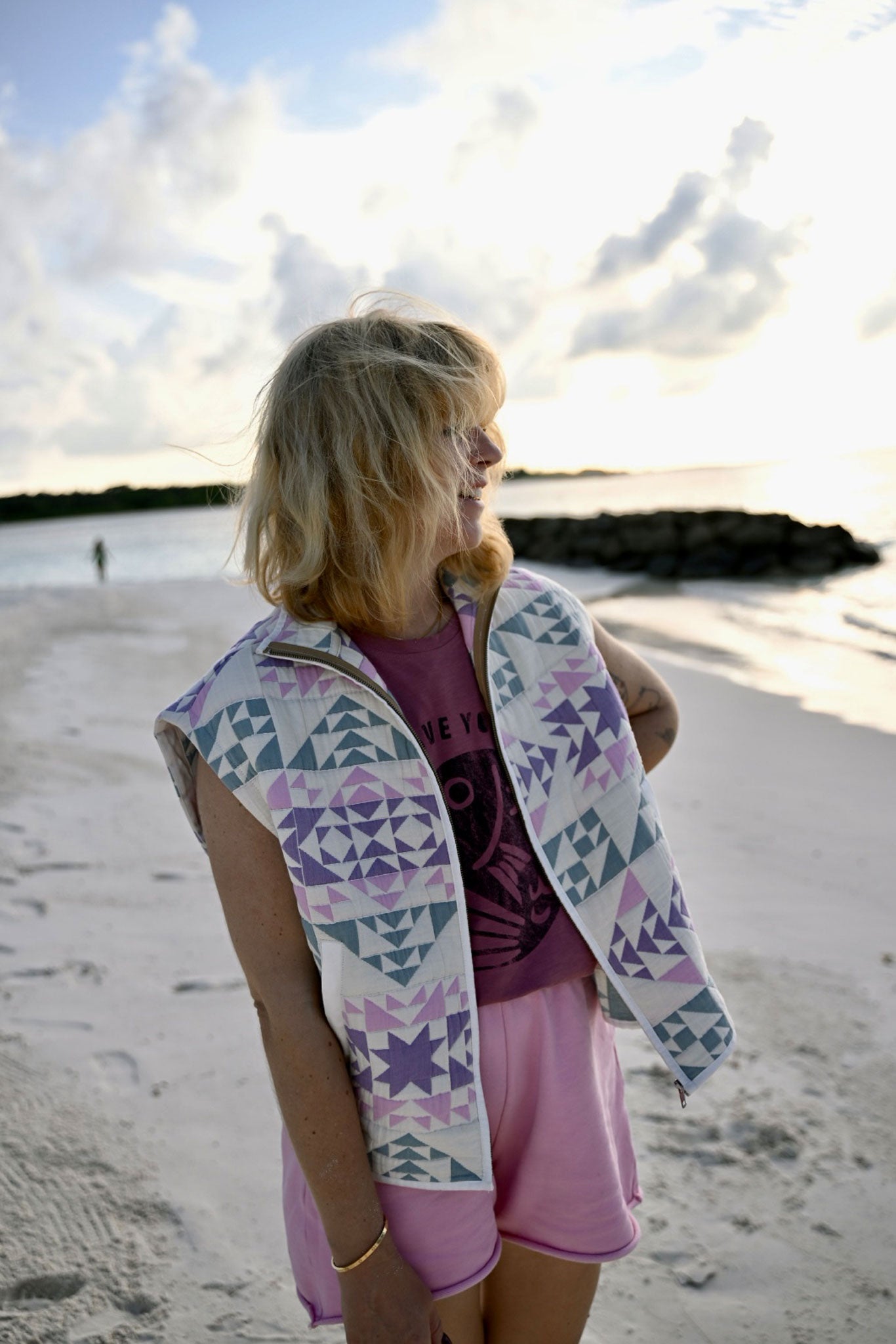 Linda vest in patchwork fabric