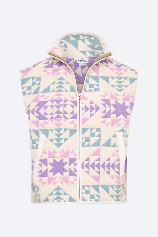 Linda vest in patchwork fabric