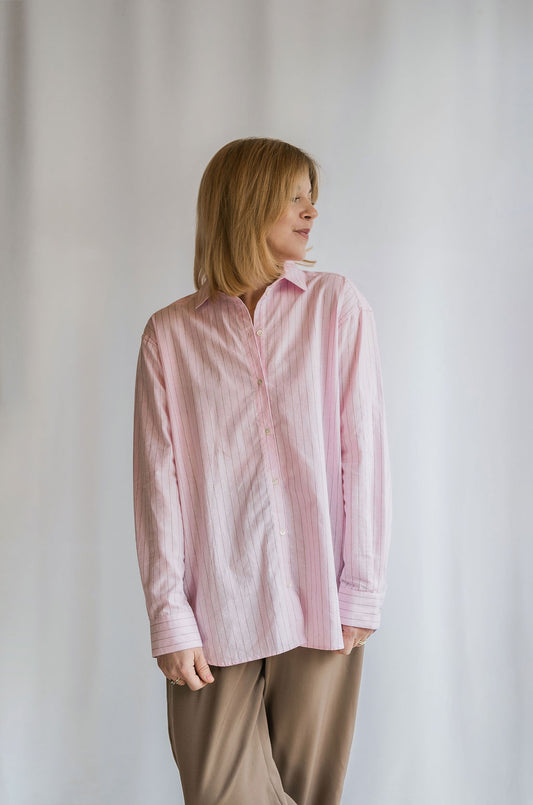 Franka blouse in rosa / braun gestreift