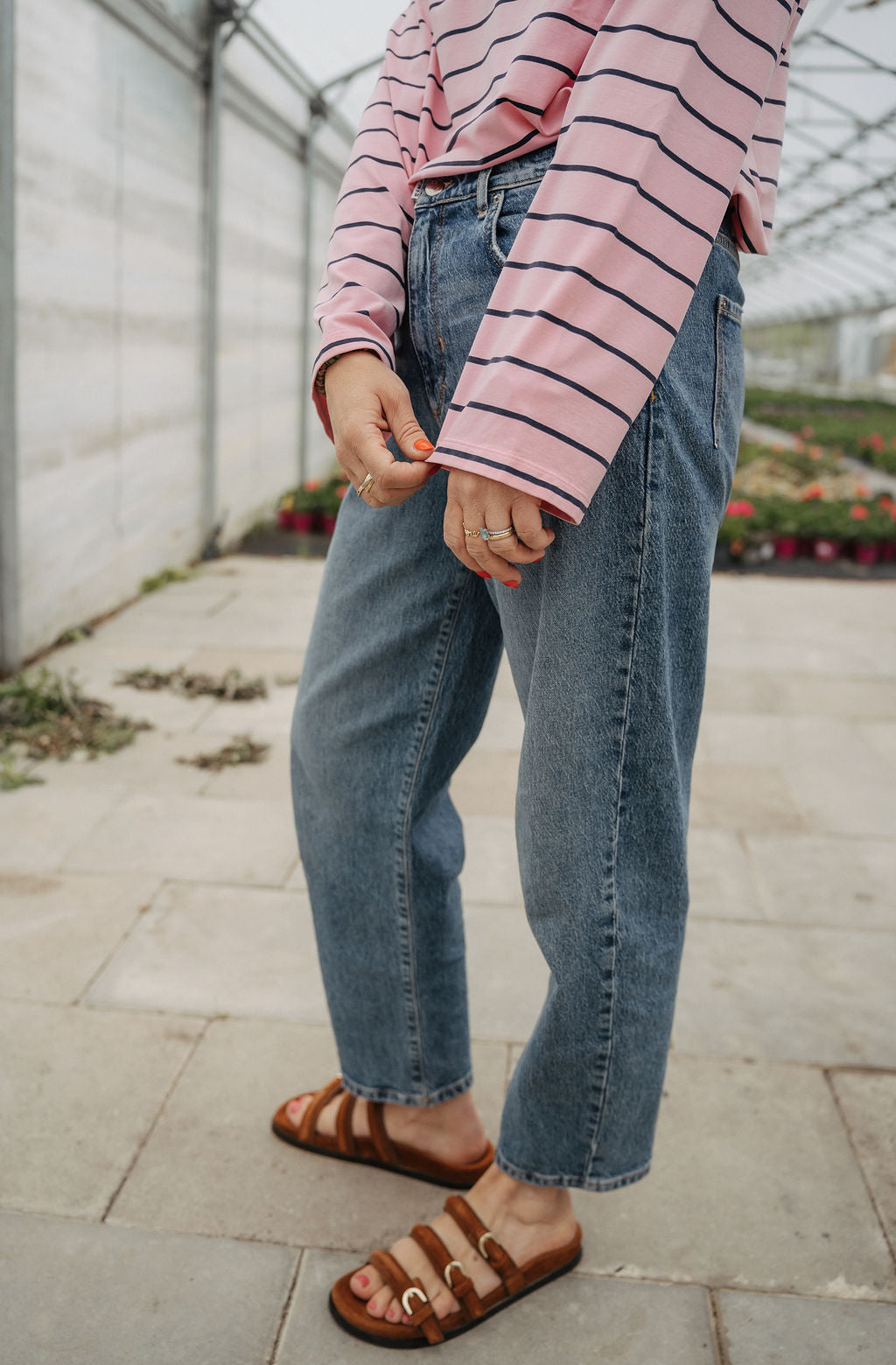 Tizer longsleeve in dunkelblau / rosa gestreift