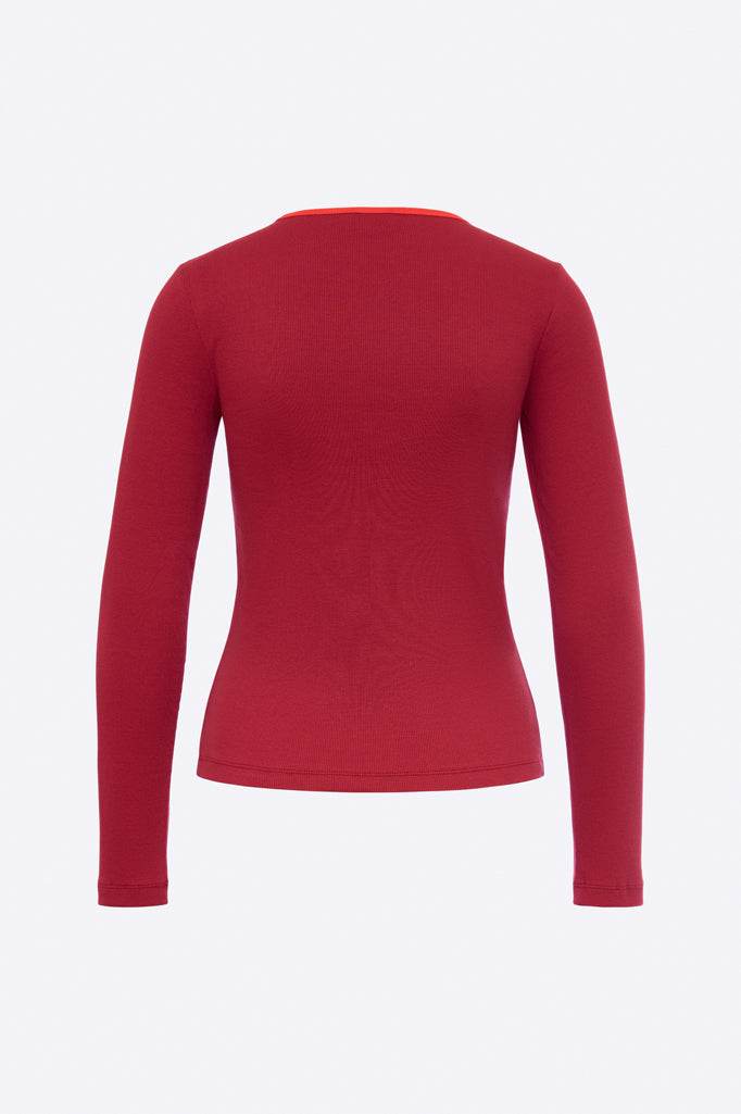 Tammo longsleeve in burgundy and red