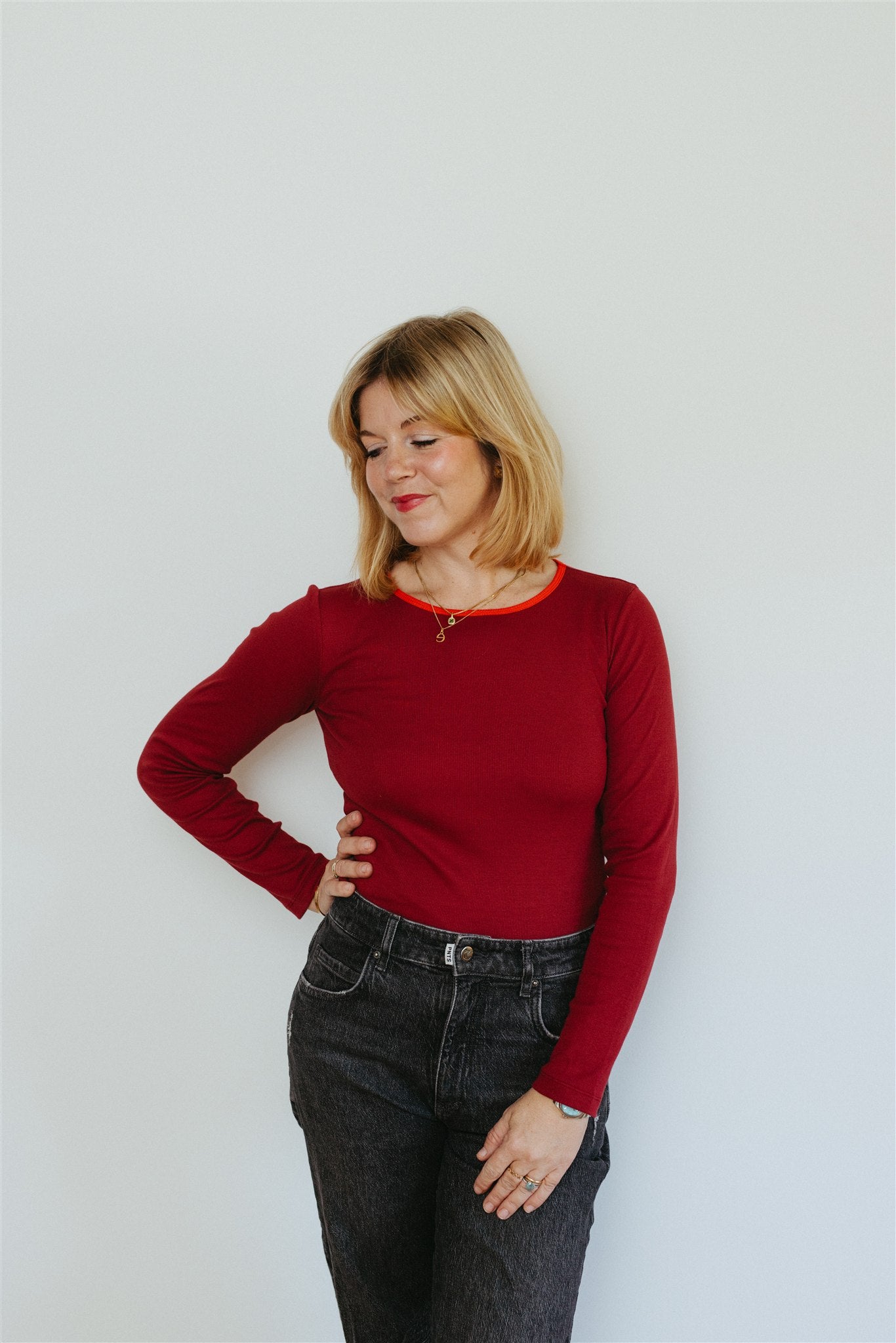 Tammo longsleeve in burgundy and red