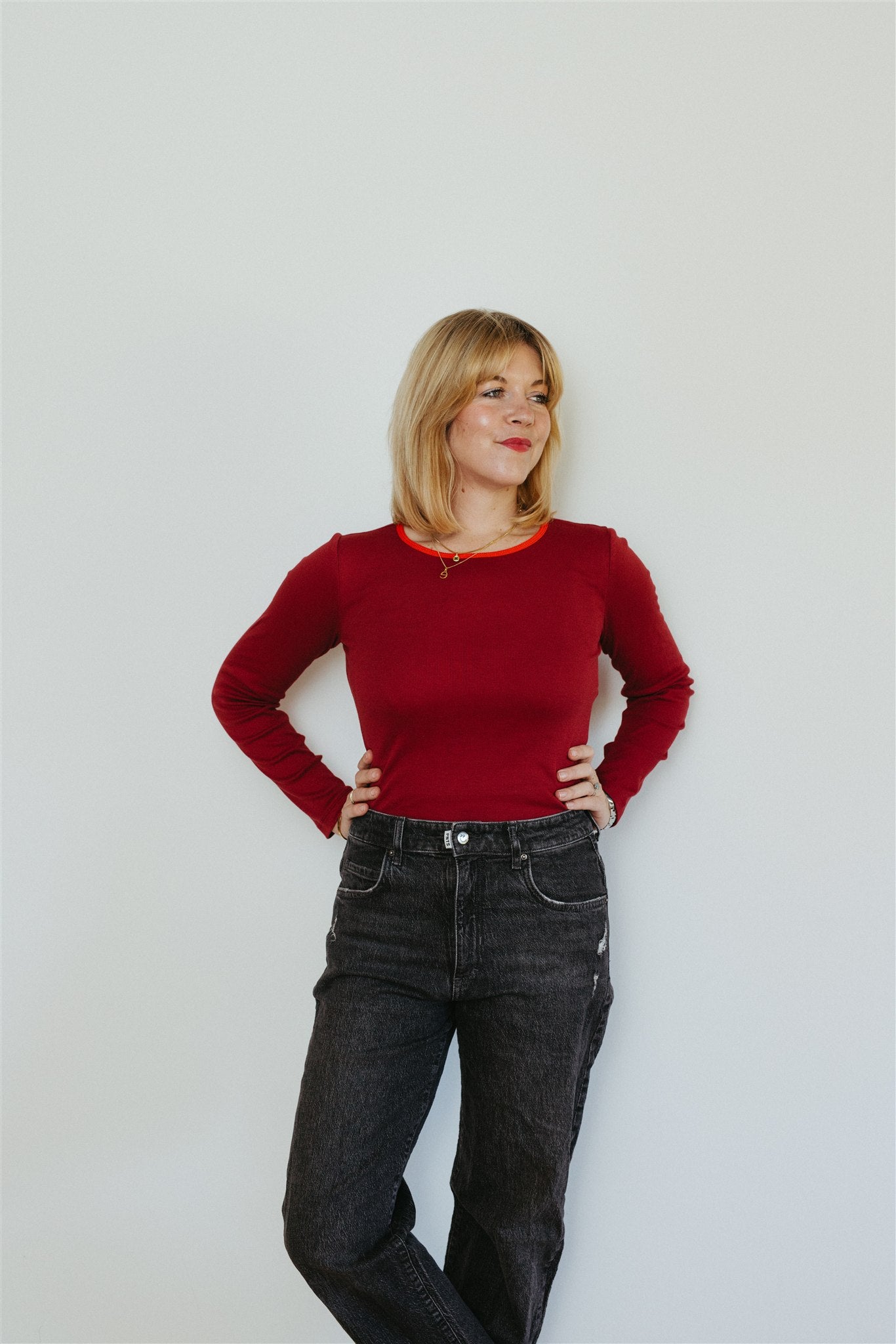 Tammo longsleeve in burgundy and red