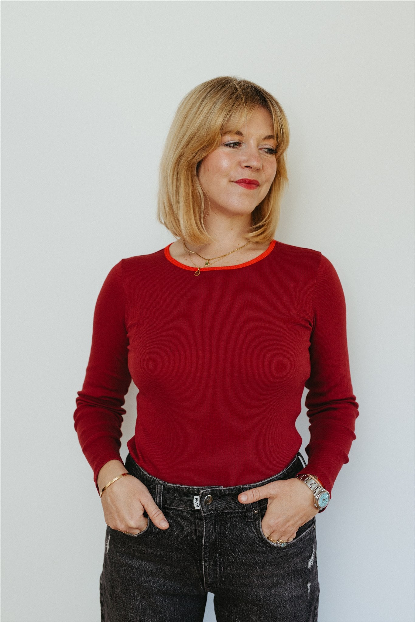 Tammo longsleeve in burgundy and red