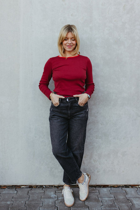 Tammo longsleeve in burgundy and red