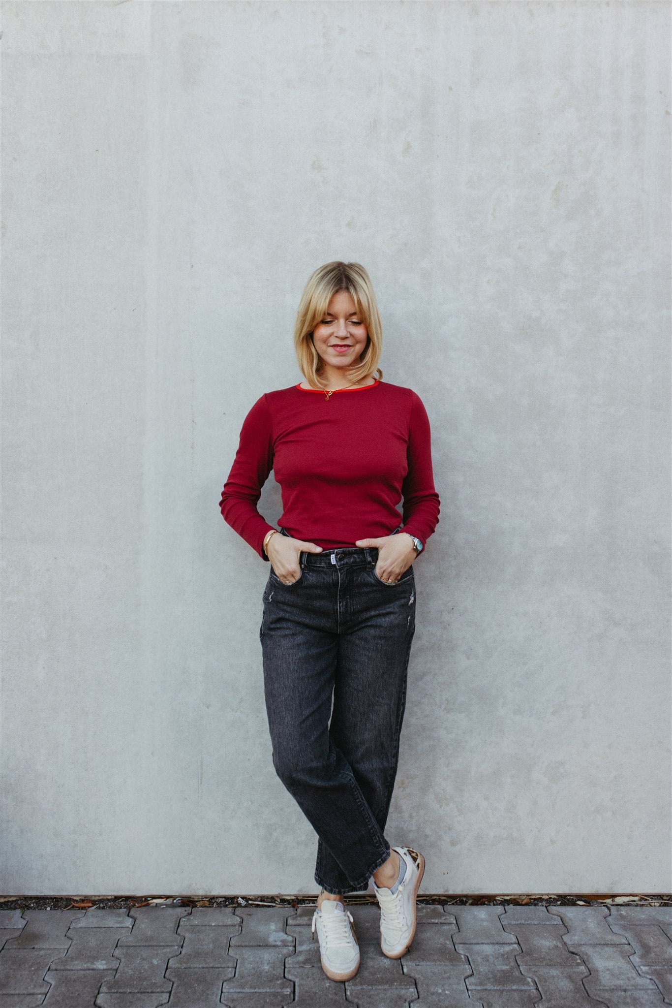 Tammo longsleeve in burgundy and red