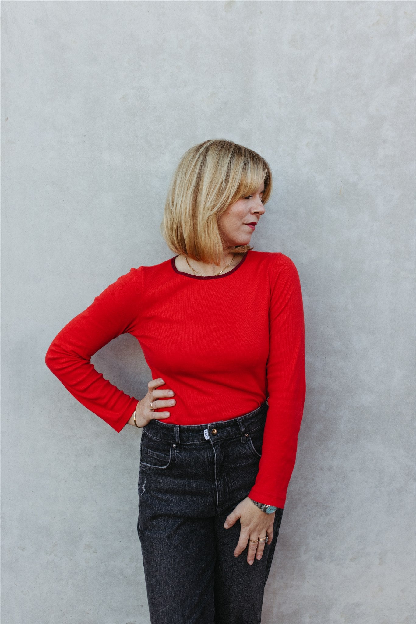 Tammo longsleeve in red and burgundy