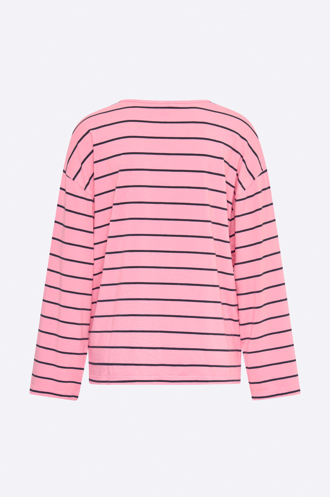 Tizer longsleeve in dunkelblau / rosa gestreift