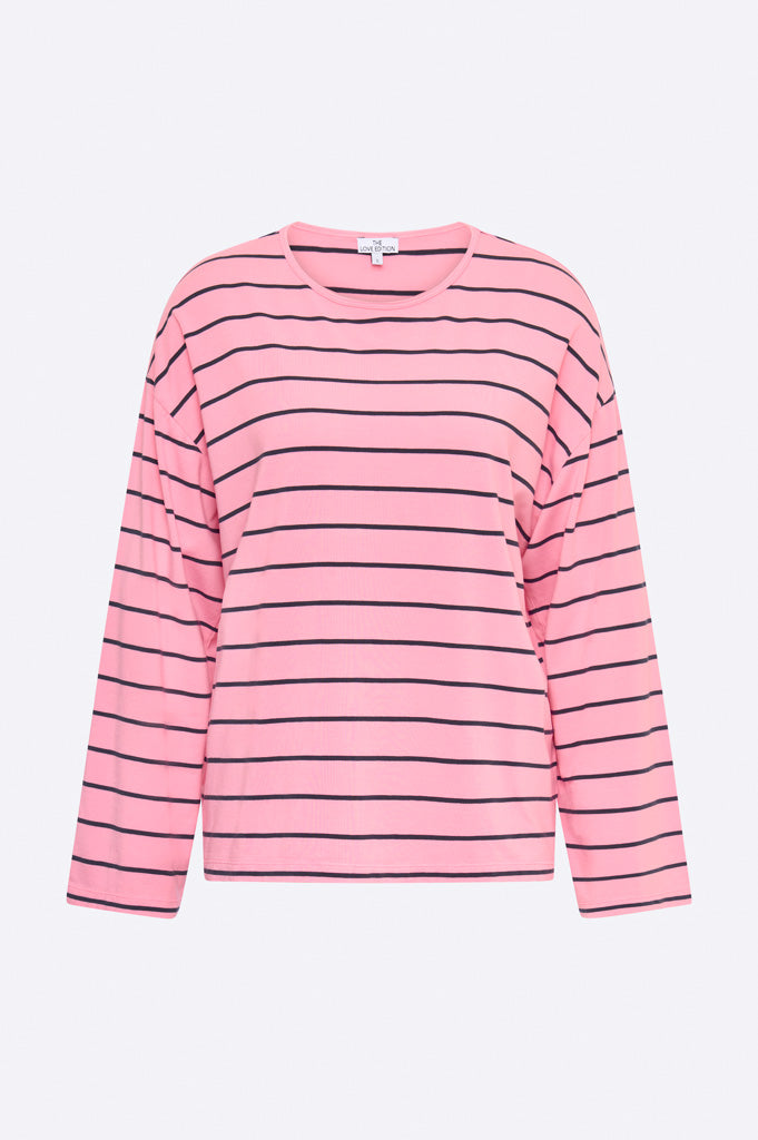 Tizer longsleeve in dunkelblau / rosa gestreift