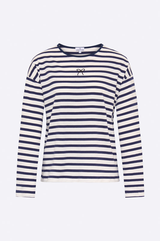 Tizer longsleeve in dunkelblau / weiß gestreift mit Schleife